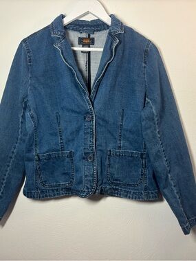Y2K Route 66 Tailored Blue Denim Jacket Size Large